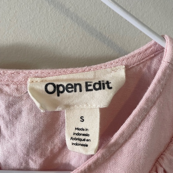 Open Edit Pink Linen Ruffle Shirt - Picture 3 of 3